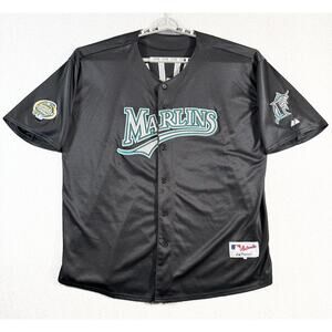 Vintage Florida Marlins Willis 35 Jersey Mens 60 Black MLB Majestic World Series
